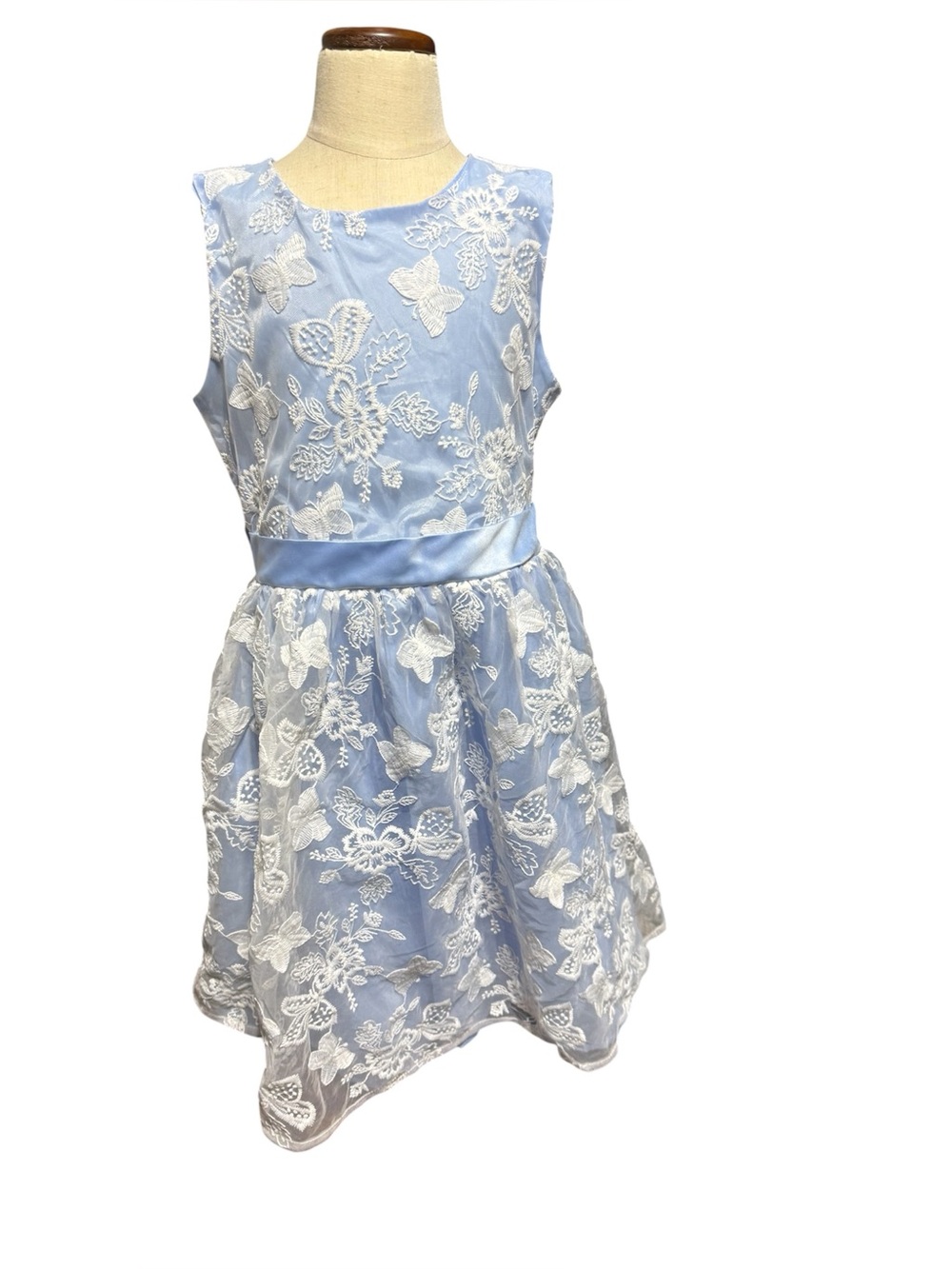 Girls Light Blue Lace Party Dress with Satin Waist|Wonder Nation Kid size 10